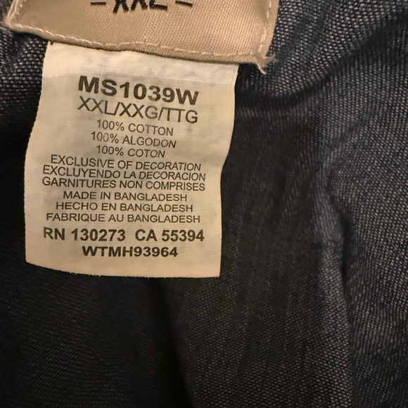 Wrangler Blue Denim Button Down Shirt - Picture 6 of 6